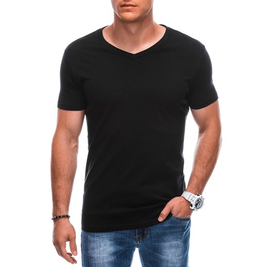 T-shirt męski basic V-neck EM-TSBS-0101 - czarny V1 ze sklepu Edoti w kategorii T-shirty męskie - zdjęcie 179189977