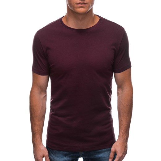 T-shirt męski basic EM-TSBS-0100 - burgundowy ze sklepu Edoti w kategorii T-shirty męskie - zdjęcie 179189985