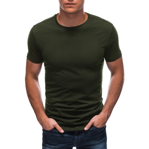 T-shirt męski basic EM-TSBS-0100 - oliwkowy ze sklepu Edoti w kategorii T-shirty męskie - zdjęcie 179189986