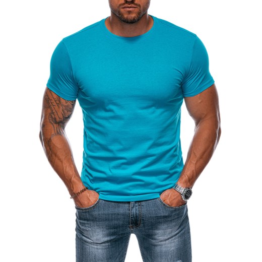 T-shirt męski basic EM-TSBS-0100 - turkusowy ze sklepu Edoti w kategorii T-shirty męskie - zdjęcie 179190009