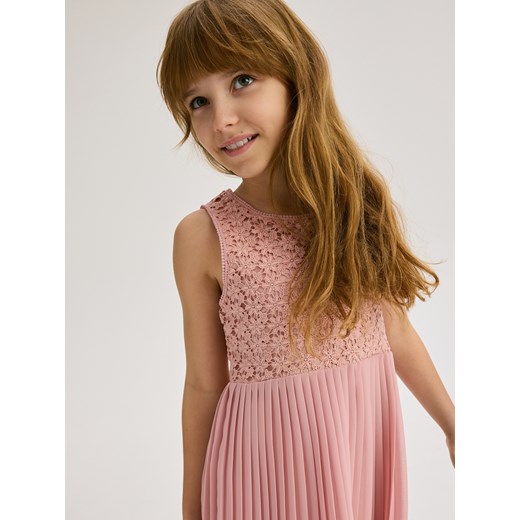 Reserved - Sukienka z koronkową górą - różowy Reserved 128 (7-8 lat) Reserved