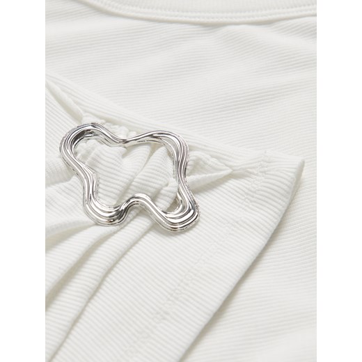 Bluzka damska biała Reserved bez rękawów z okrągłym dekoltem 