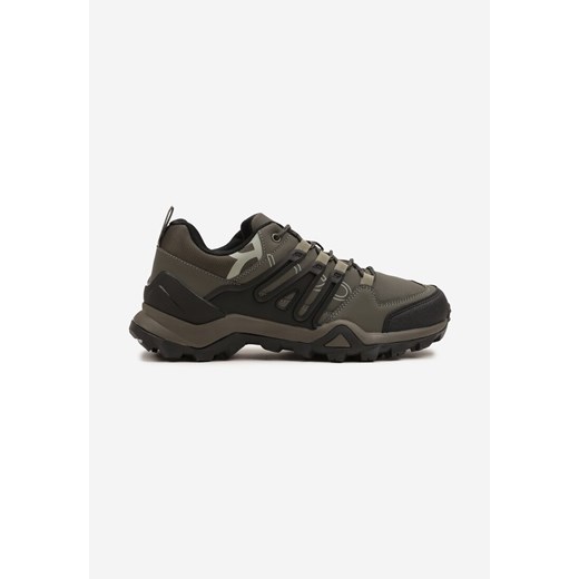 Ciemnobeżowe Buty Sportowe w Trekkingowym Stylu z Ozdobnymi Przeszyciami Sarilsae ze sklepu born2be.pl w kategorii Buty sportowe męskie - zdjęcie 179192298