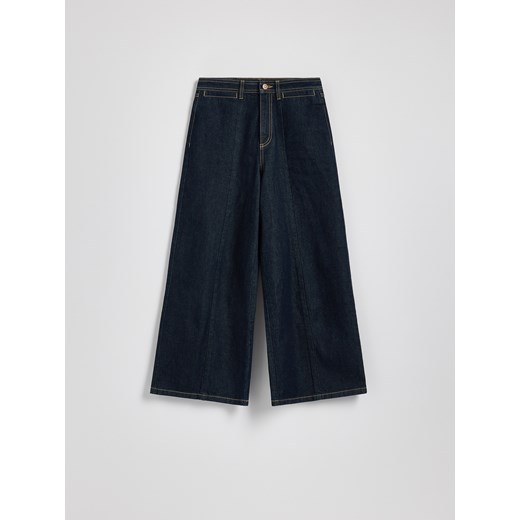 Reserved - Jeansy wide leg z przeszyciami - granatowy ze sklepu Reserved w kategorii Jeansy damskie - zdjęcie 179193386