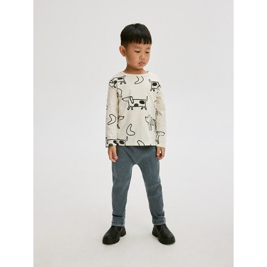 Reserved - Legginsy z prążkowanej dzianiny - granatowy Reserved 104 (3-4 lata) okazyjna cena Reserved