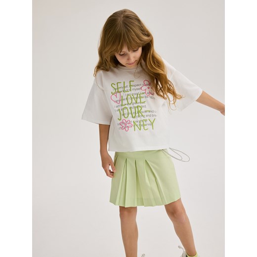 Reserved - Plisowana spódnica z łańcuchem - jasnozielony ze sklepu Reserved w kategorii Spódnice dziewczęce - zdjęcie 179194917
