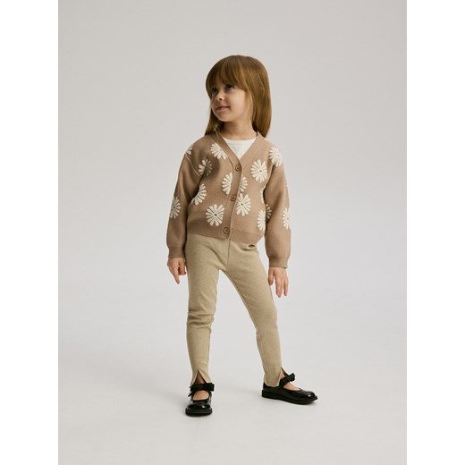 Reserved - Prążkowane legginsy - beżowy Reserved 80 (9-12 m.) wyprzedaż Reserved