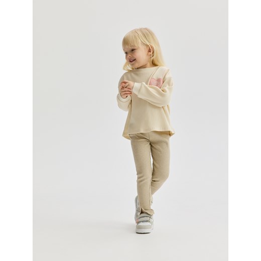 Reserved - Prążkowane legginsy - beżowy Reserved 86 (12-18 m.) okazja Reserved