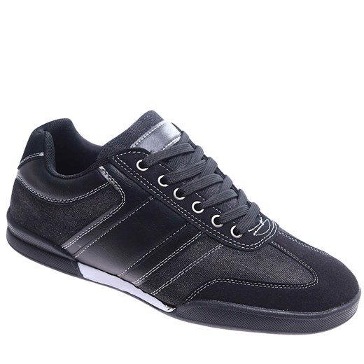 Sznurowane czarne trampki męskie /E6-2 8129  GF585/ ze sklepu Pantofelek24.pl w kategorii Trampki męskie - zdjęcie 179199049