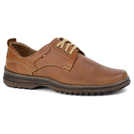Buty męskie skórzane casual 221GT camel brązowe ze sklepu butyolivier w kategorii Półbuty męskie - zdjęcie 179203675
