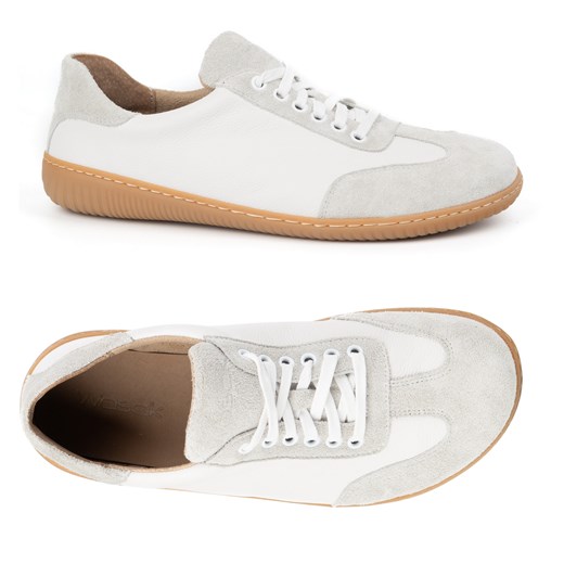 Buty męskie barefoot minimalistyczne skórzane 0742W biały groszek ze sklepu butyolivier w kategorii Półbuty męskie - zdjęcie 179203709