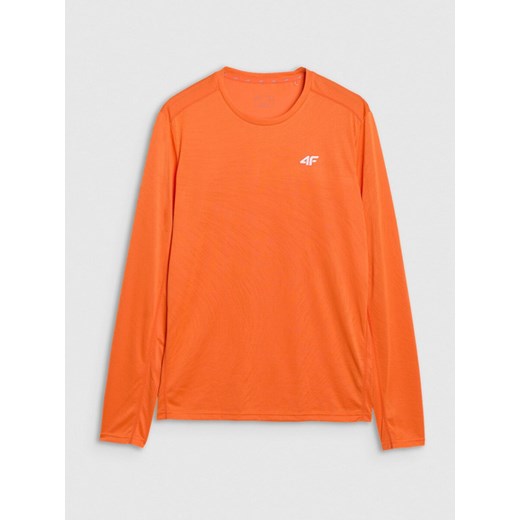 Męski longsleeve do biegania 4F 4FWSS25TFLOM326 - pomarańczowy ze sklepu Sportstylestory.com w kategorii T-shirty męskie - zdjęcie 179204116