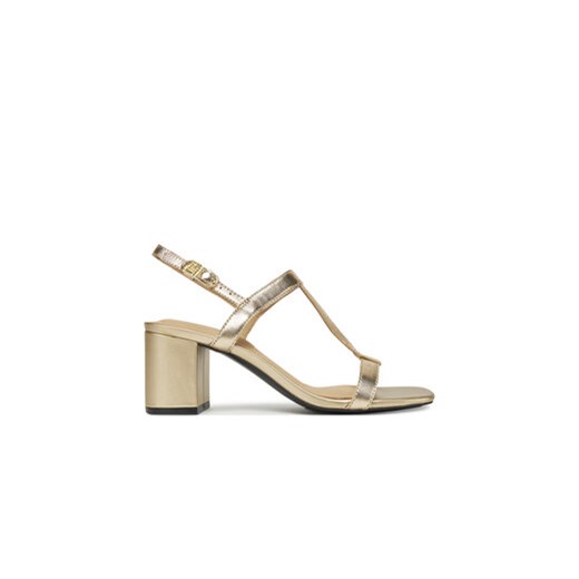 Tommy Hilfiger Sandały Leather Block Heel Sandal Metal FW0FW08590 Złoty ze sklepu MODIVO w kategorii Sandały damskie - zdjęcie 179205948