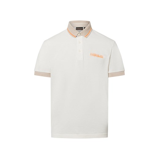 Napapijri Męska koszulka polo - E-Zeri Mężczyźni Bawełna écru jednolity ze sklepu vangraaf w kategorii T-shirty męskie - zdjęcie 179209799