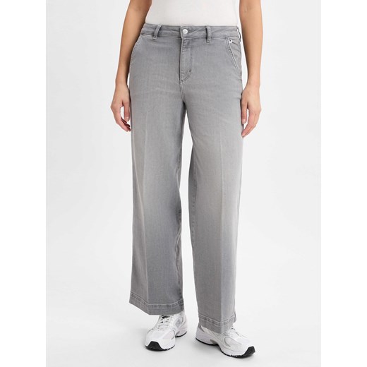 comma casual identity Dżinsy z szeroką nogawką - Alva Kobiety Bawełna jasny szary jednolity ze sklepu vangraaf w kategorii Jeansy damskie - zdjęcie 179209898