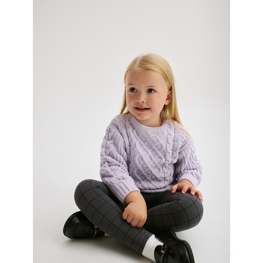 Reserved - Bawełniane legginsy w kratę - ciemnoszary ze sklepu Reserved w kategorii Spodnie dziewczęce - zdjęcie 179210715