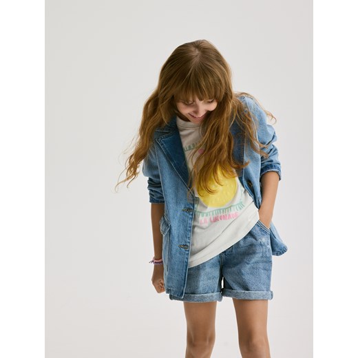 Reserved - T-shirt z nadrukiem - złamana biel Reserved 134/140 (8-9 lat) Reserved