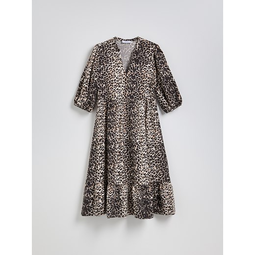 Reserved - Sukienka midi z wiskozy - wielobarwny Reserved L Reserved