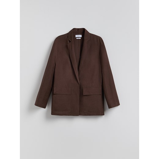 Reserved - Marynarka z lnem - ciemnobrązowy Reserved M Reserved