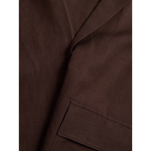 Reserved - Marynarka z lnem - ciemnobrązowy Reserved S Reserved