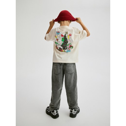 Reserved - Świąteczny t-shirt Grinch - złamana biel ze sklepu Reserved w kategorii T-shirty chłopięce - zdjęcie 179225049