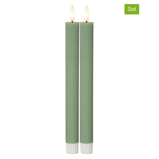 STAR Trading Świece woskowe LED (2 szt.) &quot;Flame Stripe&quot; w kolorze zielonym - wys. 25 cm ze sklepu Limango Polska w kategorii Świece i dyfuzory - zdjęcie 179225935