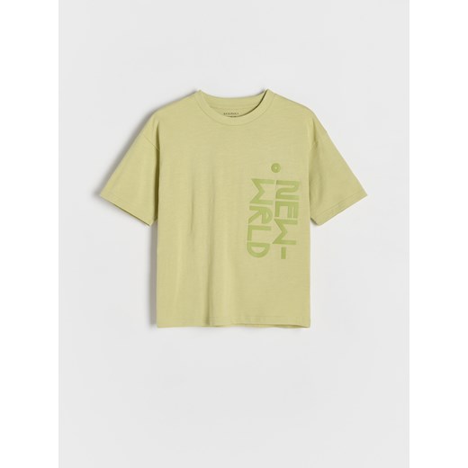 Reserved - T-shirt oversize z nadrukiem - żółty ze sklepu Reserved w kategorii T-shirty chłopięce - zdjęcie 179226699