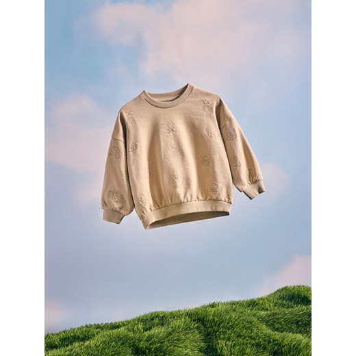 Reserved - Bawełniana bluza oversize - beżowy ze sklepu Reserved w kategorii Bluzy chłopięce - zdjęcie 179227076