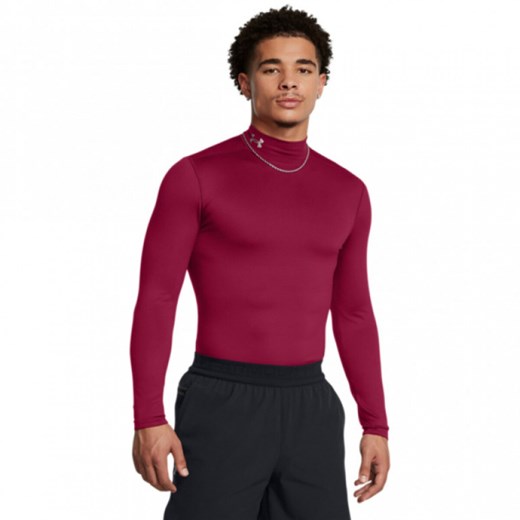 Męski longsleeve treningowy Under Armour UA Cg Elite Mock - czerwony ze sklepu Sportstylestory.com w kategorii T-shirty męskie - zdjęcie 179231747