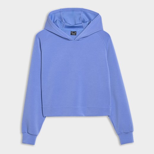 Damska bluza dresowa nierozpinana z kapturem 4F 4FWSS25TSWSF1562 - niebieska ze sklepu Sportstylestory.com w kategorii Bluzy damskie - zdjęcie 179231825