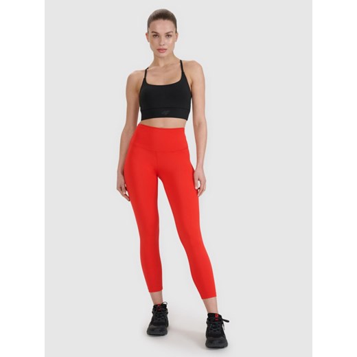 Damskie legginsy treningowe 4F 4FRSS25TFTIF308 - czerwone ze sklepu Sportstylestory.com w kategorii Spodnie damskie - zdjęcie 179232116