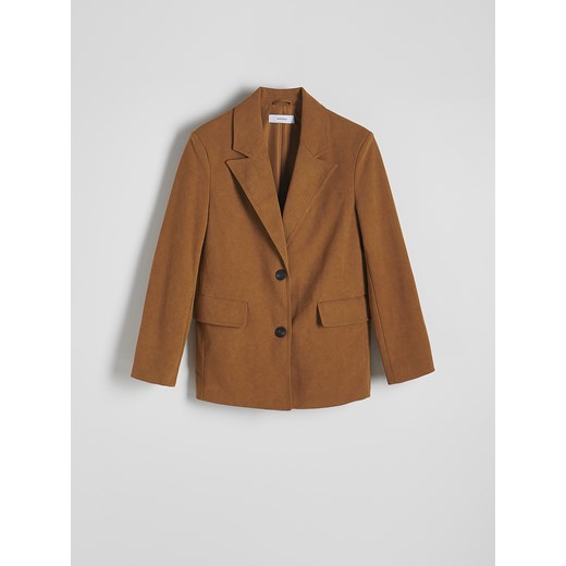 Reserved - Marynarka oversize z imitacji zamszu - brązowy Reserved L Reserved