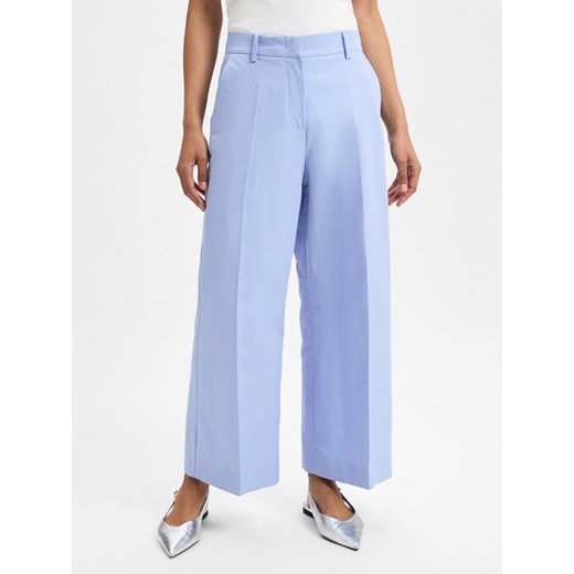 Weekend Max Mara Damskie spodnie materiałowe z zawartością lnu Kobiety Bawełna jasnoniebieski jednolity ze sklepu vangraaf w kategorii Spodnie damskie - zdjęcie 179236756