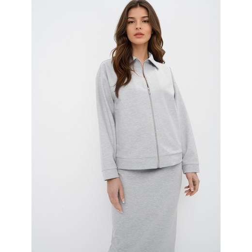 Mohito - Dzianinowa bluza z zamkiem - szary ze sklepu Mohito w kategorii Bluzy damskie - zdjęcie 179236967