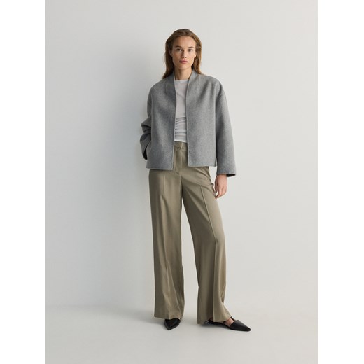 Reserved - Kurtka oversize z domieszką wełny - ciemnoszary ze sklepu Reserved w kategorii Kurtki damskie - zdjęcie 179237279