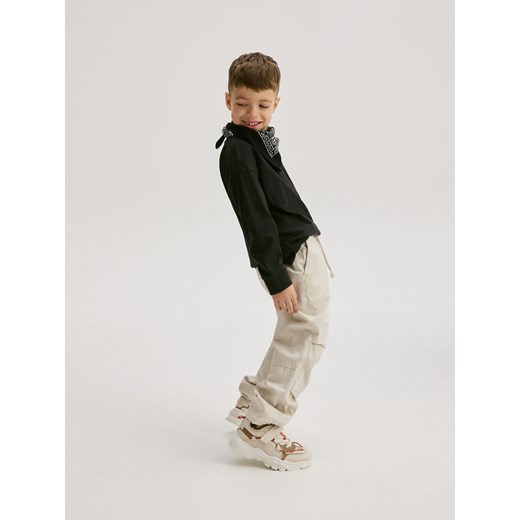 Reserved - Bawełniane spodnie jogger - kremowy Reserved 158 (12 lat) Reserved