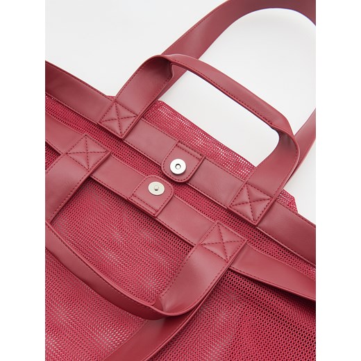 Shopper bag Reserved czerwona matowa na ramię duża na wakacje