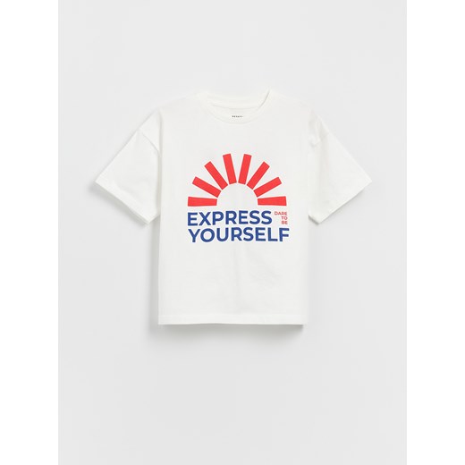 Reserved - T-shirt z nadrukiem - złamana biel Reserved 122/128 (6-8 lat) Reserved