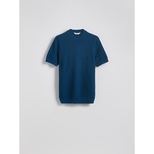 Reserved - Bawełniany sweter z krótkim rękawem - niebieski Reserved M Reserved