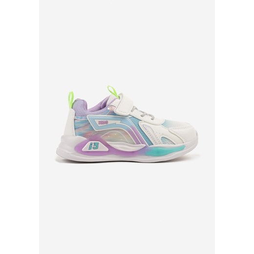 Biało-Fioletowe Buty Sportowe Sneakersy z Kolorowymi Wstawkami i Rzepem Sonoretia ze sklepu born2be.pl w kategorii Buty sportowe dziecięce - zdjęcie 179240486