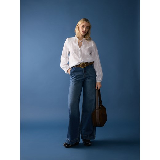 Reserved - Jeansy wide leg - granatowy ze sklepu Reserved w kategorii Jeansy damskie - zdjęcie 179242859