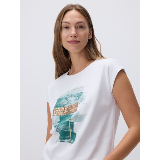 Reserved - T-shirt z nadrukiem - biały Reserved M Reserved