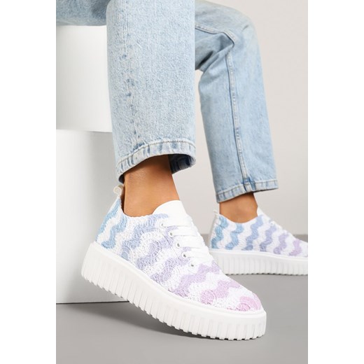 Biało-Niebieskie Ażurowe Sneakersy na Platformie Ellisara ze sklepu renee.pl w kategorii Buty sportowe damskie - zdjęcie 179243397