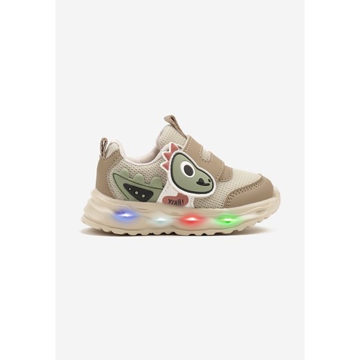 Ciemnobeżowe Buty Sportowe Sneakersy Ozdobione Dinozaurem 3D Setonia ze sklepu born2be.pl w kategorii Buty sportowe dziecięce - zdjęcie 179246157