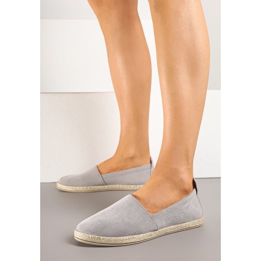 Szare Espadryle na Płaskiej Plecionej Podeszwie Juliatta ze sklepu born2be.pl w kategorii Espadryle damskie - zdjęcie 179246218