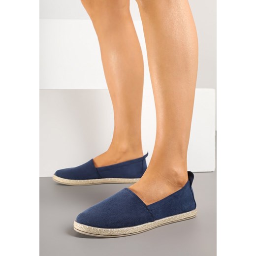 Granatowe Espadryle na Płaskiej Plecionej Podeszwie Juliatta ze sklepu born2be.pl w kategorii Espadryle damskie - zdjęcie 179246236