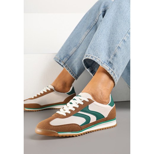 Brązowo-Zielone Sneakersy w Stylu Tenisówek Julirelle ze sklepu born2be.pl w kategorii Buty sportowe damskie - zdjęcie 179246386