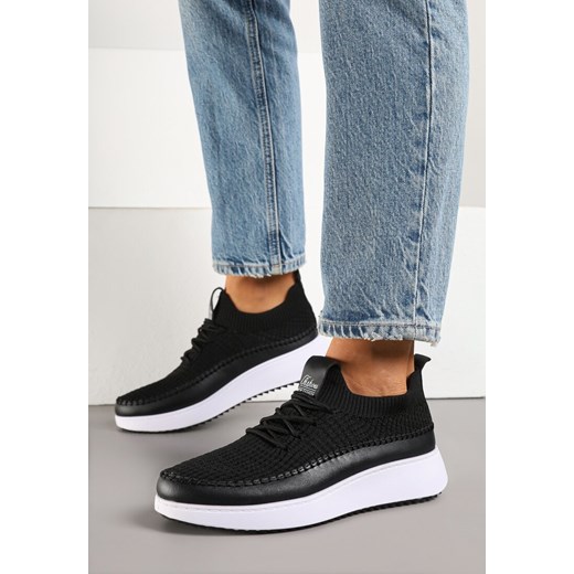 Czarne Buty Sportowe Sneakersy z Elastycznym Cholewkami Liovanya ze sklepu born2be.pl w kategorii Buty sportowe damskie - zdjęcie 179246416