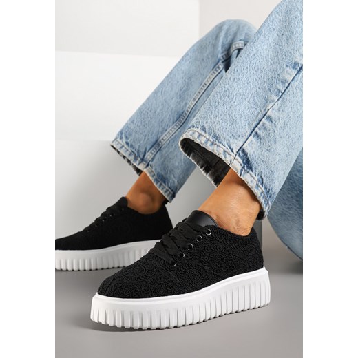 Czarne Ażurowe Sneakersy na Platformie Ellisara ze sklepu renee.pl w kategorii Buty sportowe damskie - zdjęcie 179247669
