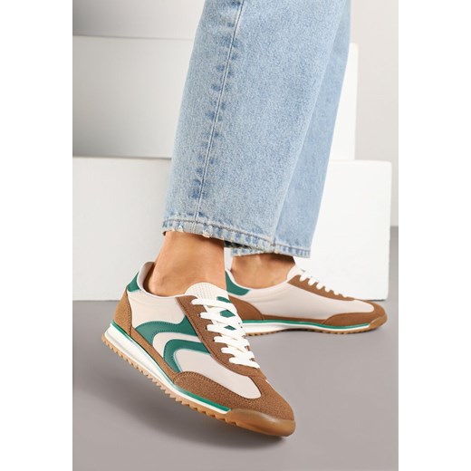Brązowo-Zielone Sneakersy Tenisówki z Przeszyciami Julioria ze sklepu renee.pl w kategorii Buty sportowe damskie - zdjęcie 179247798